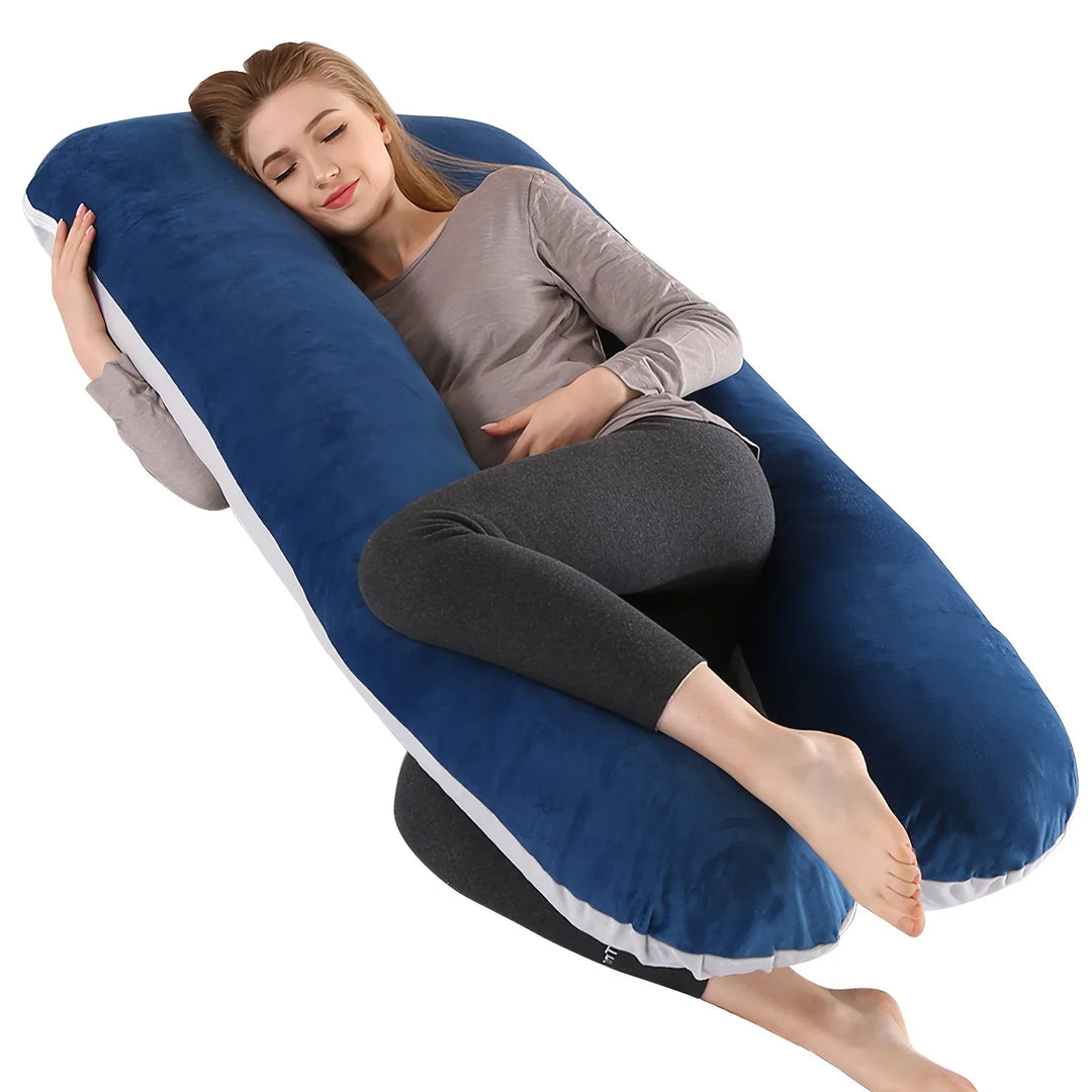 U-Shaped Full Body Pillow with Removable Fleece Cover | Wraparound Support for Side Sleepers | Body Pillows