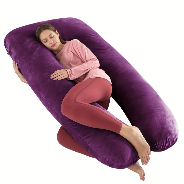 U-Shaped Full Body Pillow with Removable Fleece Cover | Wraparound Support for Side Sleepers | Body Pillows