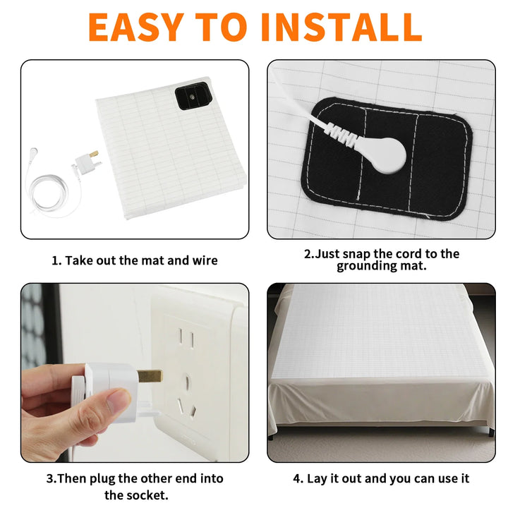 Grounding Sheet with Cotton and Silver Fiber, Connection Cord Included | Conductive Cotton Sheet with Cord | Bed Sheets