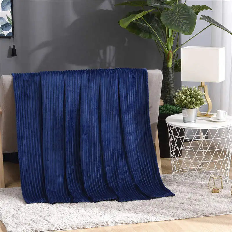 Faux Fur Style Ribbed Flannel Fleece Throw Blanket | Fluffy Ribbed Warmth for Winter | Throw Blankets