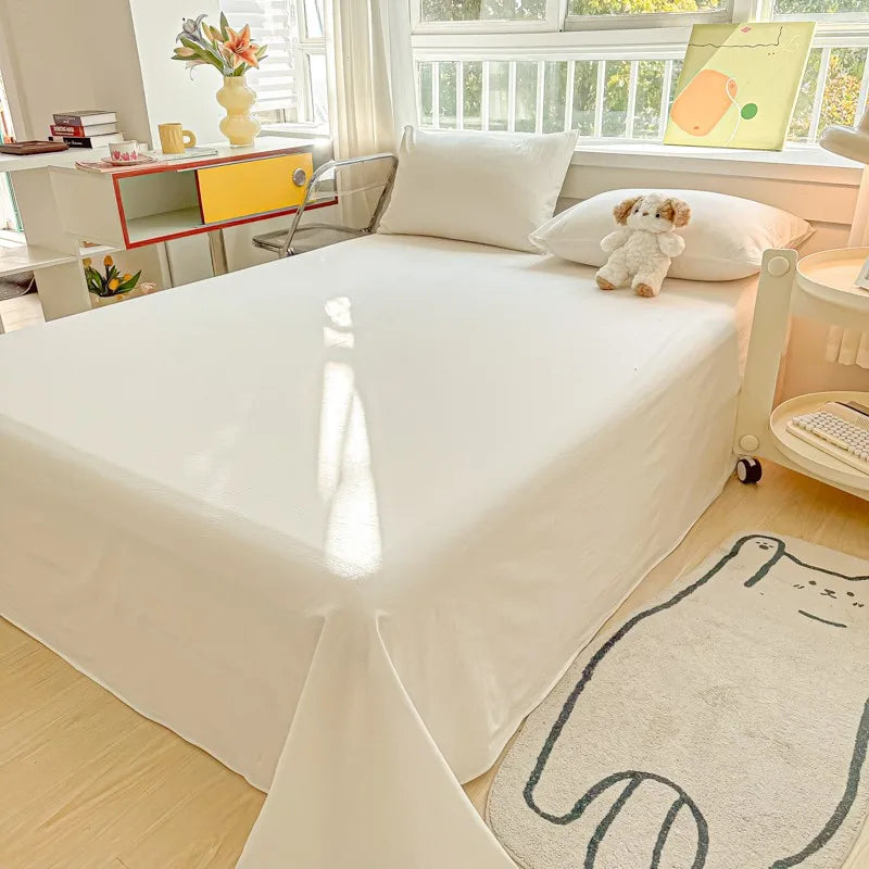 3-Piece Cotton Flat Sheet and Pillowcase Set in Soft Colours | Soft Cotton Layer for Your Bed | Bedding Sets