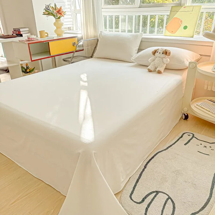 3-Piece Cotton Flat Sheet and Pillowcase Set in Soft Colours | Soft Cotton Layer for Your Bed | Bedding Sets
