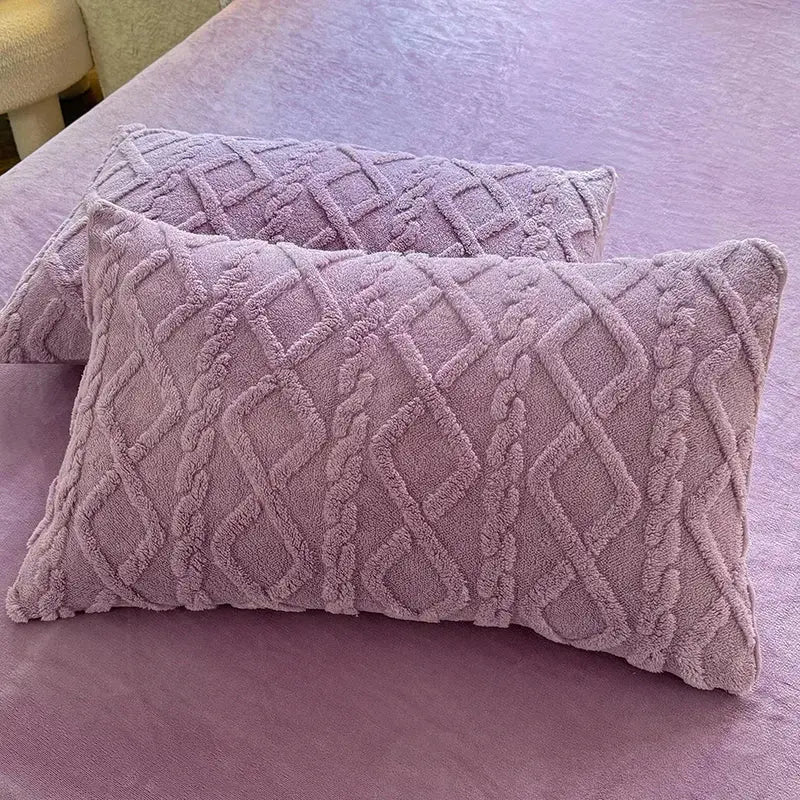 Ultra Soft Textured Pillowcase Set, 48x74cm, Warm Velvet-Like Fabric, 2 Pcs | Warm Textured Pillow Covers | Pillowcases