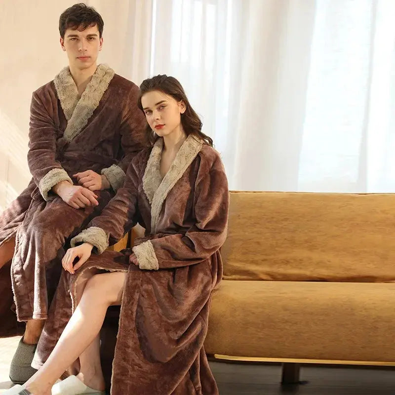 Plush Coral Fleece Bathrobe for Women and Men with Pockets | Velvety Warmth After Showers | Robes