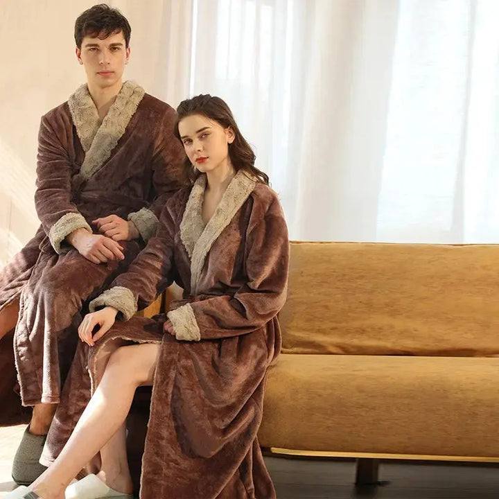 Plush Coral Fleece Bathrobe for Women and Men with Pockets | Velvety Warmth After Showers | Robes