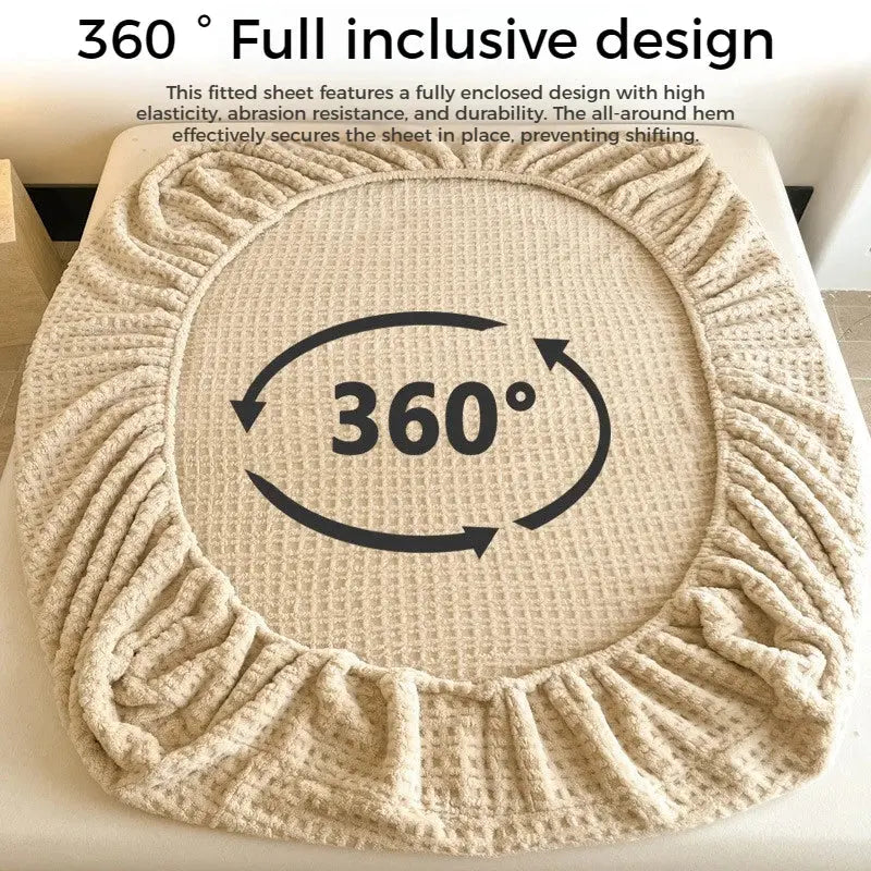 Plush Waffle Fleece Fitted Sheet for Cold Winter Bedrooms | Warm Sheets from the First Moment | Fitted Sheets