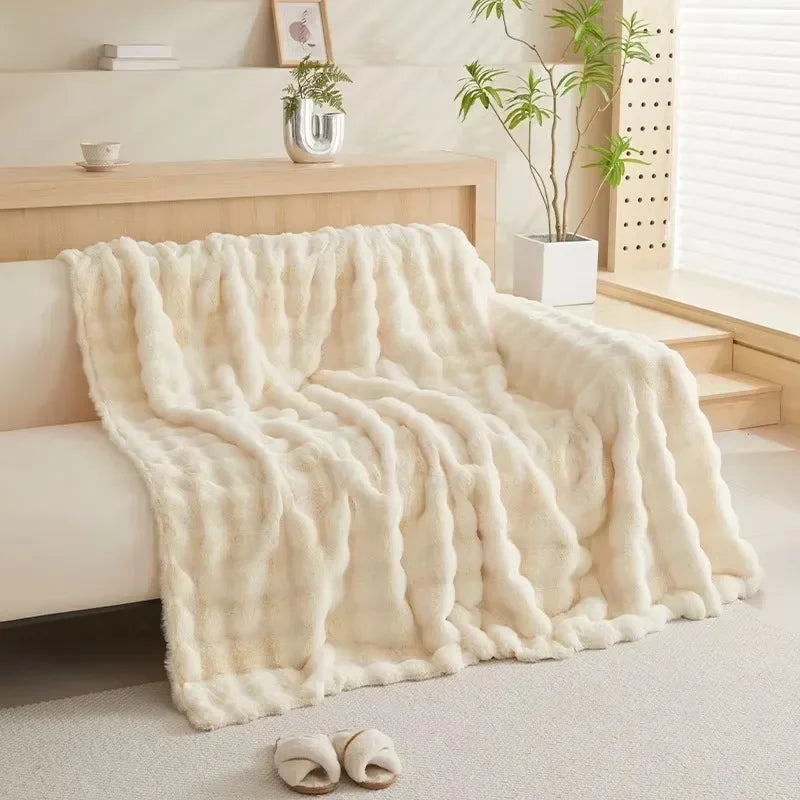 Plush Faux Fur Style Couch Throw with Non-Slip Surface | Faux Fur Plush for Your Couch | Throw Blankets