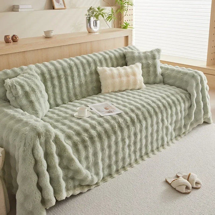 Plush Faux Fur Style Couch Throw with Non-Slip Surface | Faux Fur Plush for Your Couch | Throw Blankets