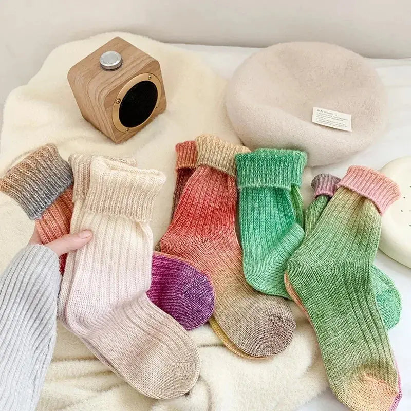Gradient Wool Cashmere Blend Long Socks for Women, Thick Thermal Knit | Thermal Gradient Socks for Winter | Socks