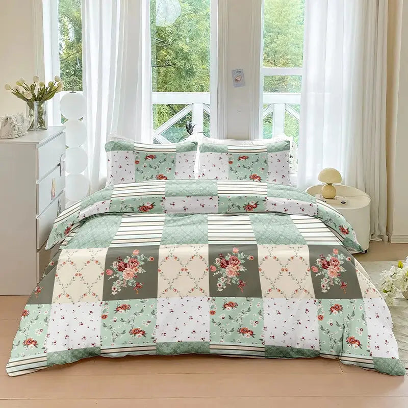 Coordinated Floral Splice Duvet Cover Set with Patchwork Print | Patchwork Florals for the Bed | Bedding Sets