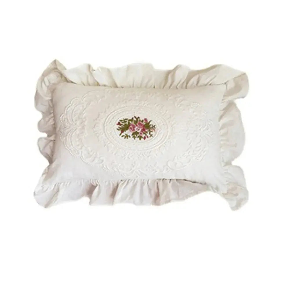 Floral French Lace Pillow Cover with Embroidered Detail and Insert | Embroidered French Lace Pillow | Decorative Pillows