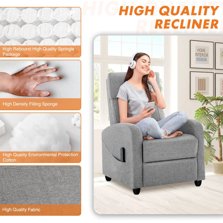 Reclining Massage Chair with Lumbar Vibration and Footrest | Recline with Lower Back Vibration | Recliner Chairs