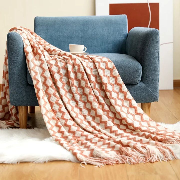 Nordic Style Thick Knitted Throw Blanket in Soft Synthetic Cashmere, Six Colours | Plush Nordic Knit for Chilly Evenings | Throw Blankets