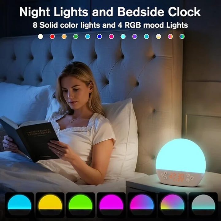 Sunrise Alarm Clock with White Noise and 30 Sleep Sounds | Gentle Light and Sound Routine | Sunrise Alarm Clocks