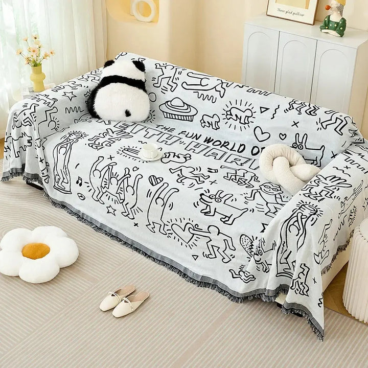 All-Season Cotton Yarn Sofa Cover Blanket for Home and Camping | Natural Cotton Cover for Furniture and Outdoors | Sofa Covers
