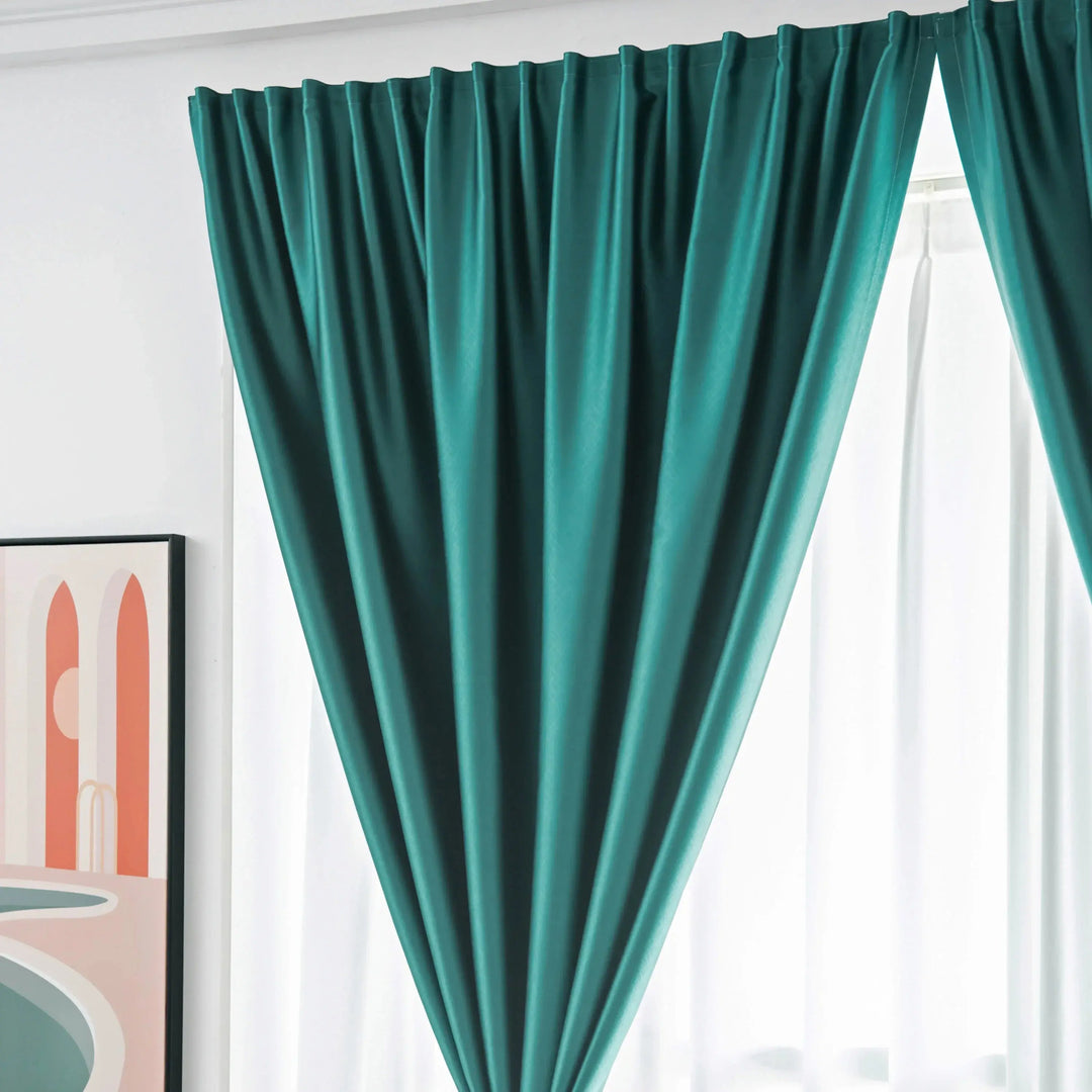 Full Blackout Velcro Window Curtain with UPF100 Polyester Fabric | Punch-Free Light Blocking Shade | Blackout Curtains