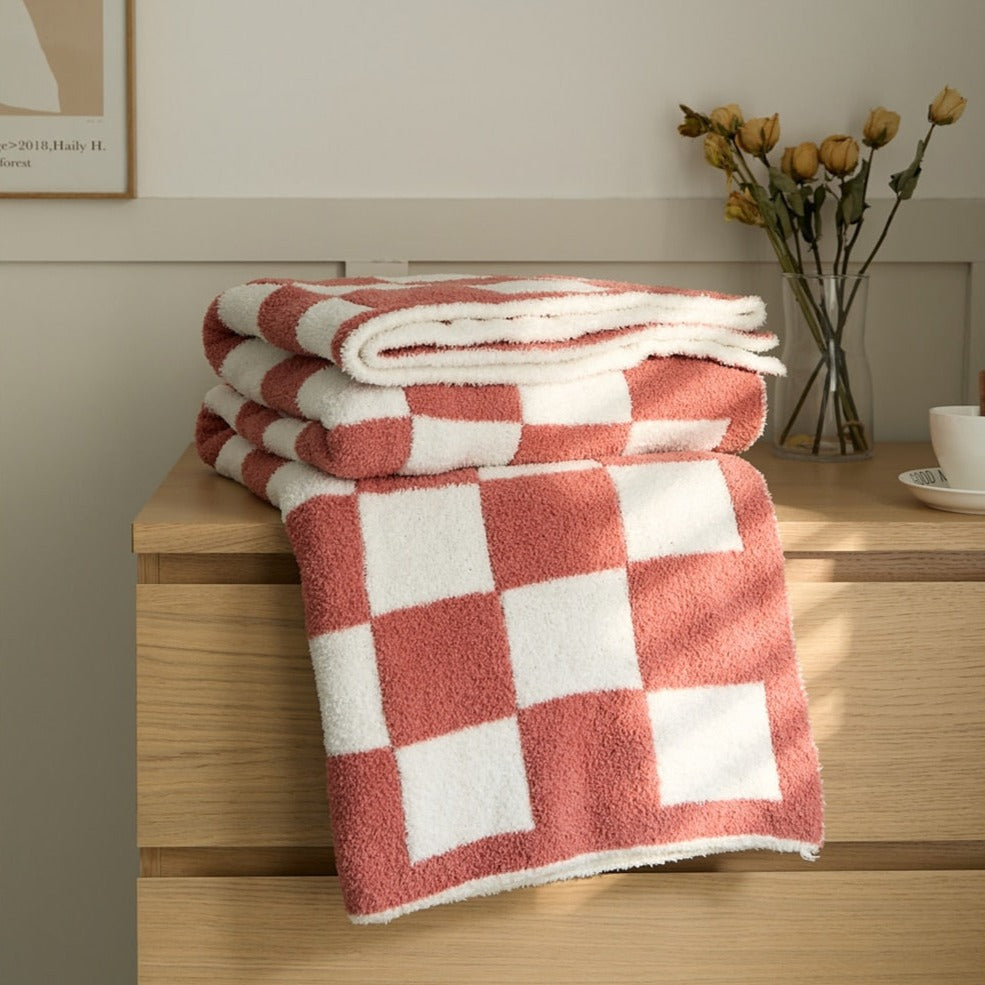 Colourful Checkerboard Polyester Throw Blanket in Three Sizes | Colourful Checks for Cosy Rooms | Throw Blankets