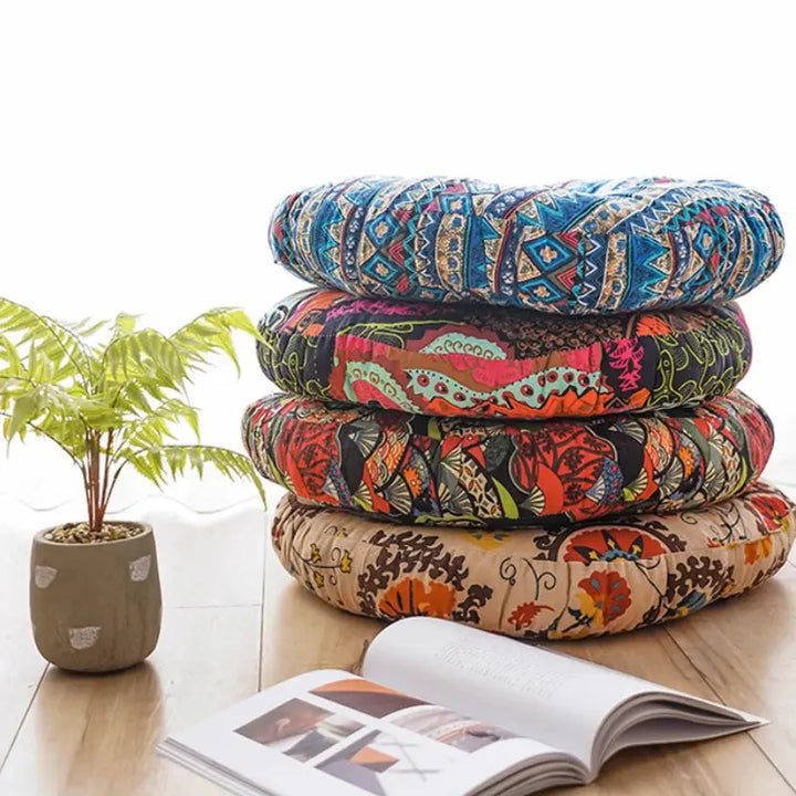 Round Floor Cushion with Thickened Padding for Meditation, 45cm, Removable Cover | Thick Round Seat for the Floor | Floor Cushions