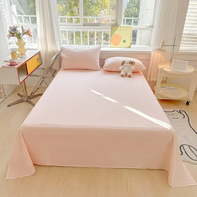 3-Piece Cotton Flat Sheet and Pillowcase Set in Soft Colours | Soft Cotton Layer for Your Bed | Bedding Sets