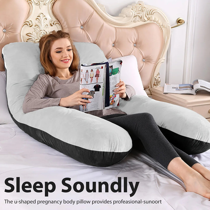 U-Shaped Full Body Pillow with Removable Fleece Cover | Wraparound Support for Side Sleepers | Body Pillows