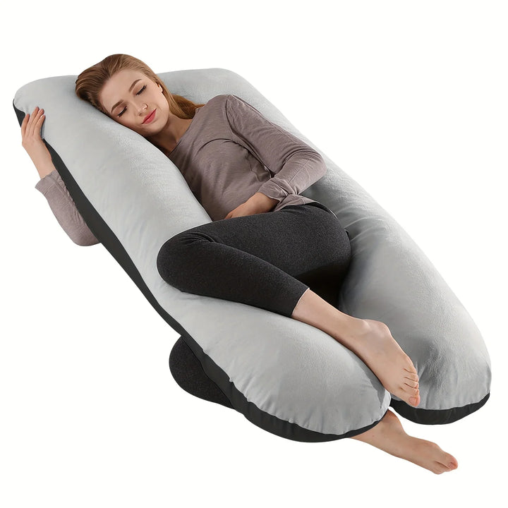 U-Shaped Full Body Pillow with Removable Fleece Cover | Wraparound Support for Side Sleepers | Body Pillows