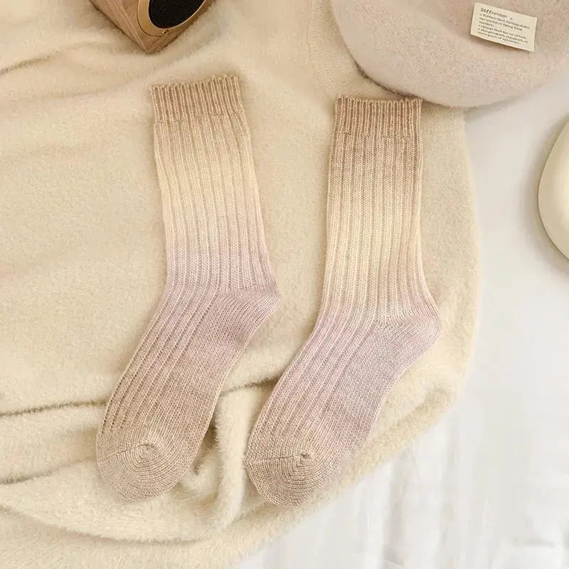 Gradient Wool Cashmere Blend Long Socks for Women, Thick Thermal Knit | Thermal Gradient Socks for Winter | Socks