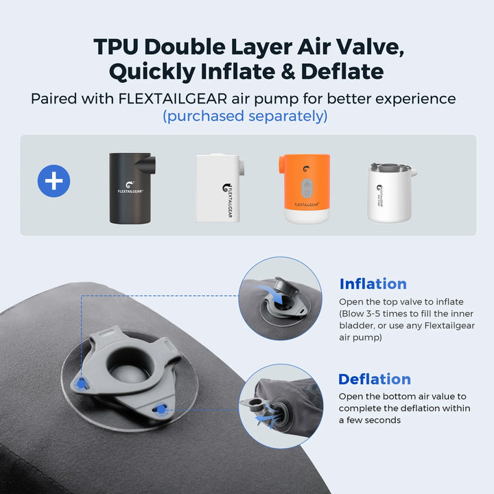Inflatable Camping Pillow with Dual Height Contour and Washable Cover | Pack-Light Pillow for Campsites | Travel Pillows