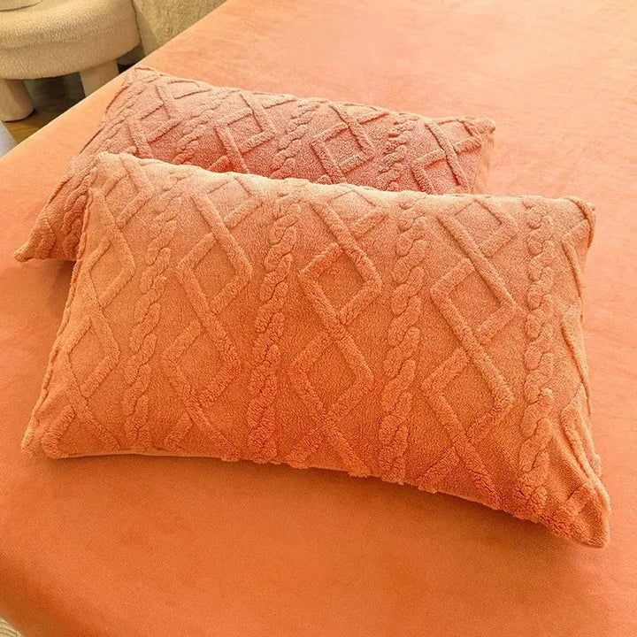 Ultra Soft Textured Pillowcase Set, 48x74cm, Warm Velvet-Like Fabric, 2 Pcs | Warm Textured Pillow Covers | Pillowcases