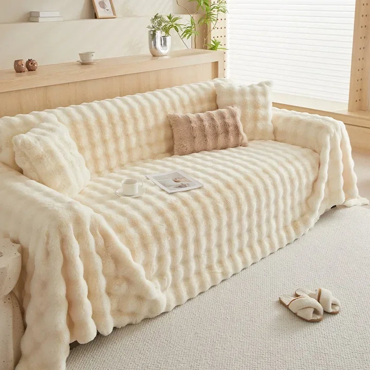 Plush Faux Fur Style Couch Throw with Non-Slip Surface | Faux Fur Plush for Your Couch | Throw Blankets
