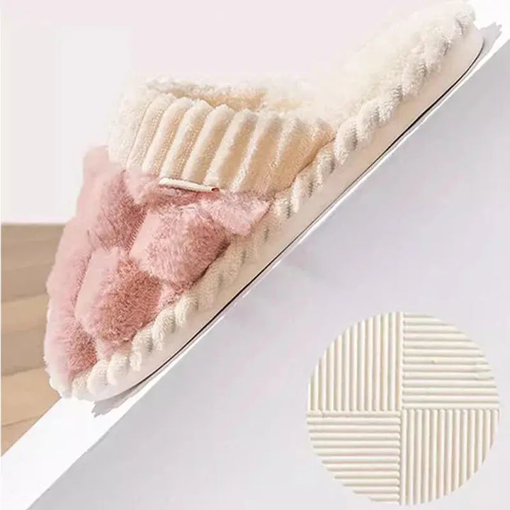 Cotton Plush Indoor Slippers with Anti-Slip Sole in Sizes 36 to 45 | Warm Plush-Lined Home Slippers | Slippers