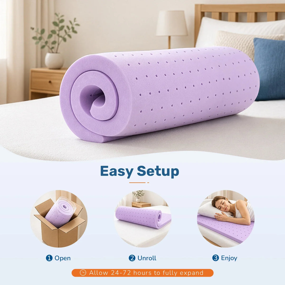 Ventilated Gel Memory Foam Mattress Topper in Multiple Sizes | Cool-Feeling Comfort Layer | Mattress Toppers