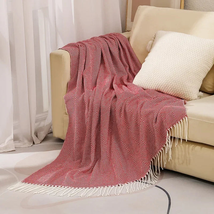 Nordic Stripe 100% Cotton Throw Blanket for Sofa and Bed | Nordic Stripes in Pure Cotton | Cotton Blankets
