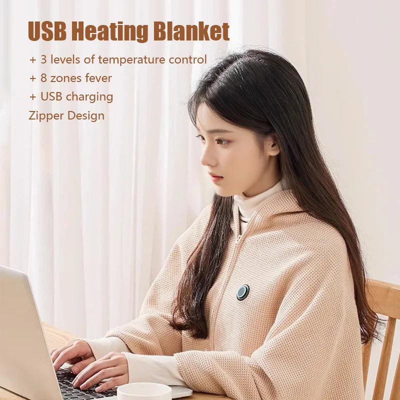 Rechargeable USB Heated Travel Blanket 150 x 80 cm for Winter Trips | Lightweight Heated Blanket for Winter Trips | Heated Blankets