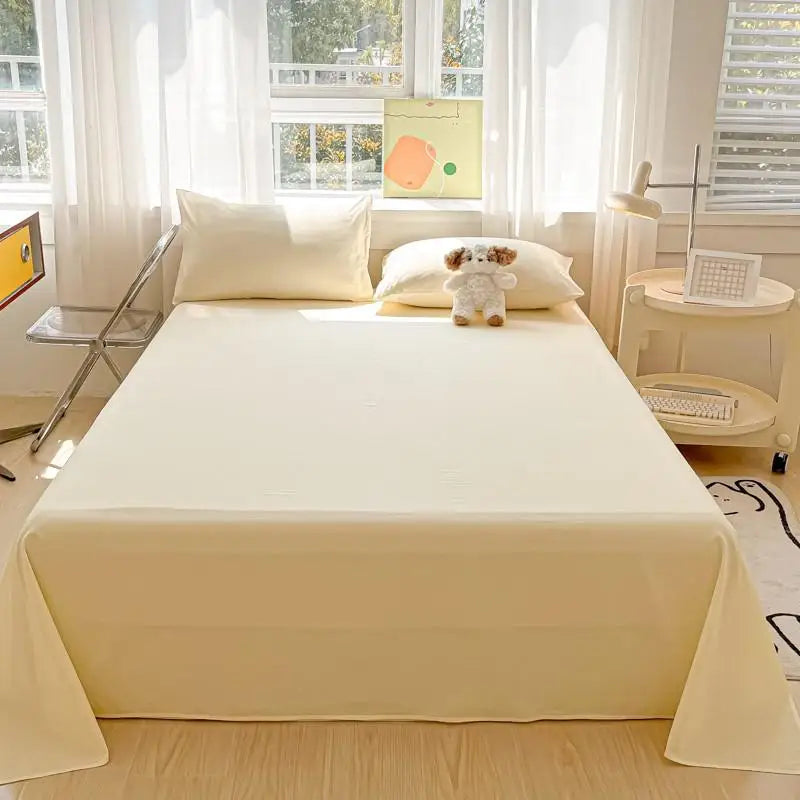 3-Piece Cotton Flat Sheet and Pillowcase Set in Soft Colours | Soft Cotton Layer for Your Bed | Bedding Sets