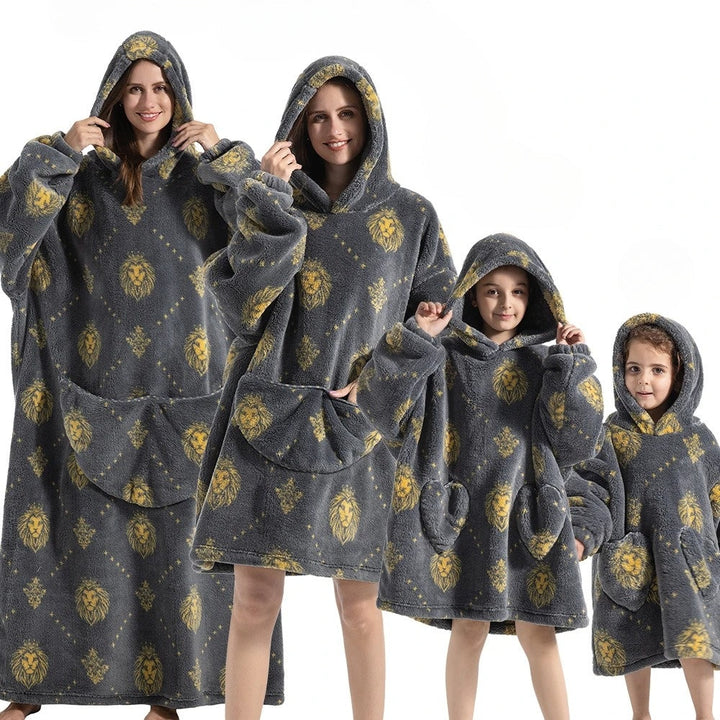 Oversized Pumpkin Print Hoodie Blanket in Fleece and Flannel, Unisex | Pumpkin Hoodie Blanket Warmth | Wearable Blankets