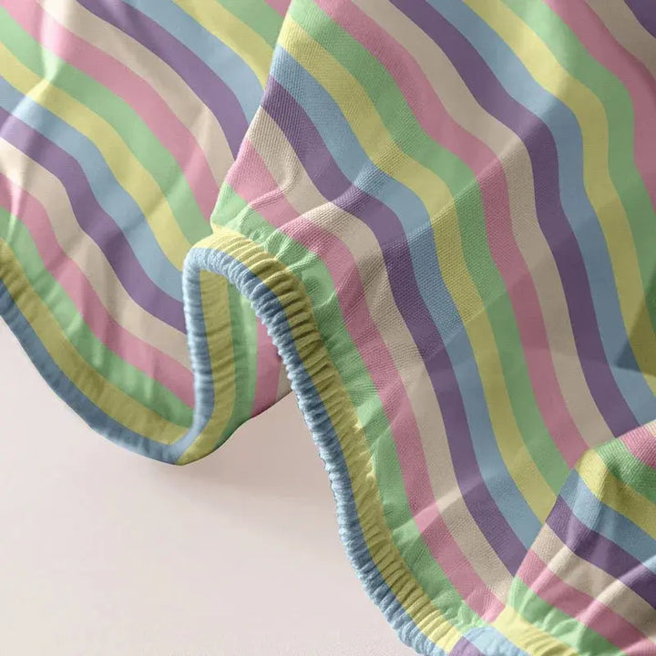 Rainbow Bridge Printed Matte Fitted Sheet, Polyester Bedding | Colourful Rainbow Bed Cover | Fitted Sheets