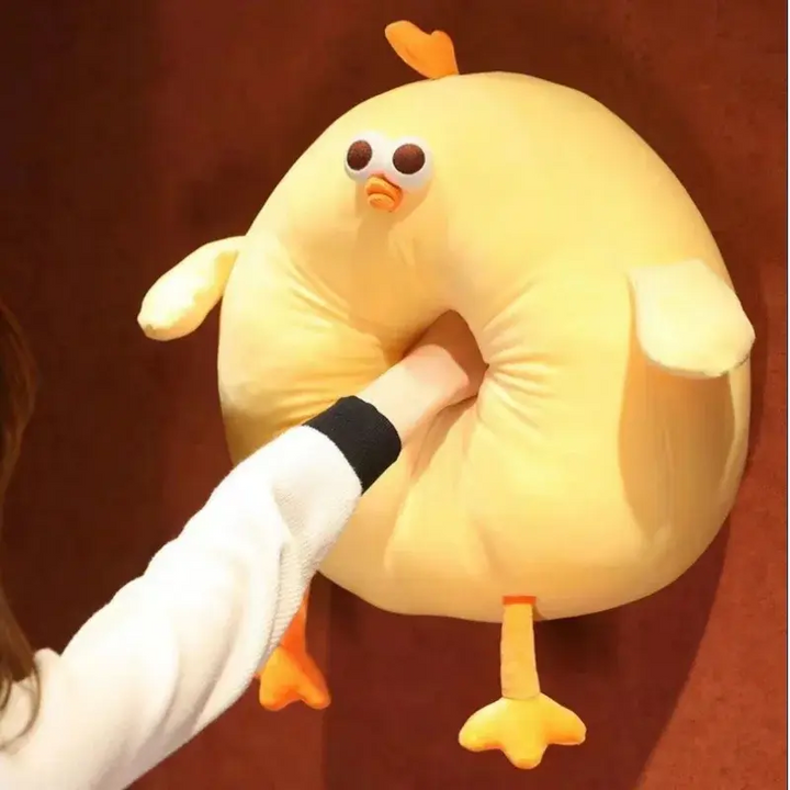 Funny Fat Chicken Plush Pillow, Bright Yellow Mother Hen in 25cm or 45cm | Chubby Chicken Cuddle Pillow | Plush Pillows