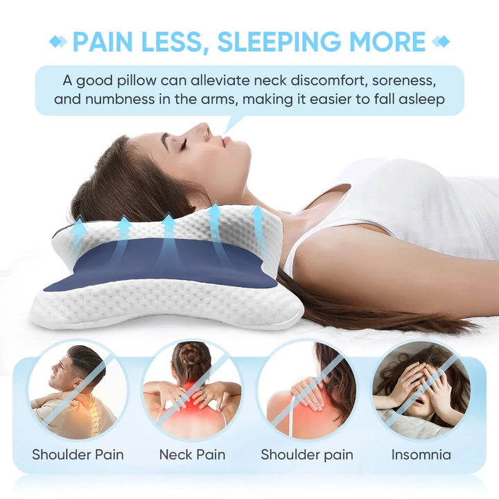 Memory Foam Butterfly Neck Pillow with Two Support Heights | Pick Your Pillow Height | Bed Pillows