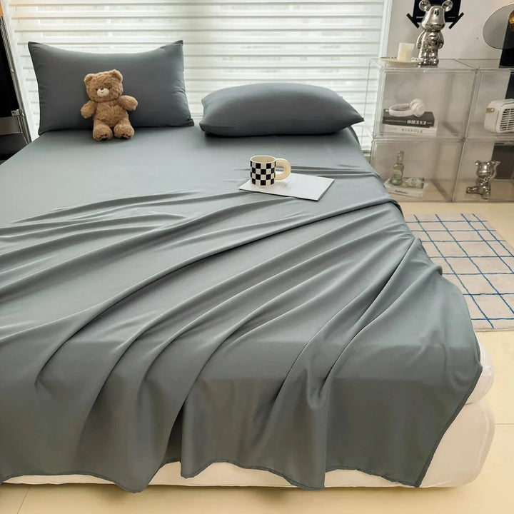 Soft Solid Colour Flat Bedsheet Set, 3 Pieces for Single to King | Smooth Solid-Colour Flat Sheet Set | Bed Sheet Sets