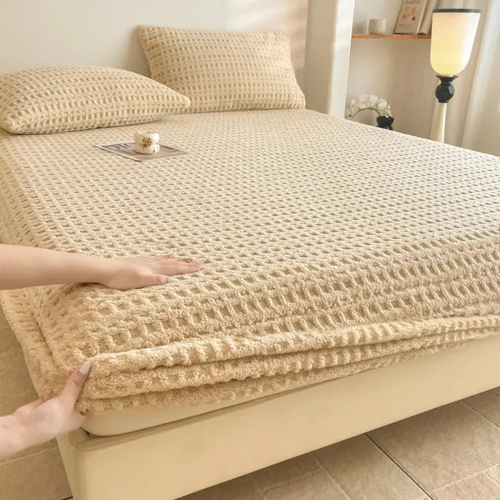 Plush Waffle Fleece Fitted Sheet for Cold Winter Bedrooms | Warm Sheets from the First Moment | Fitted Sheets