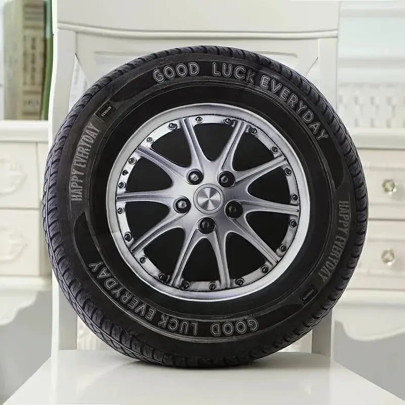 Tire-Shaped Plush Pillow with Realistic Tread Detail for Car Fans | Realistic Tire Shaped Plush Pillow | Novelty Pillows