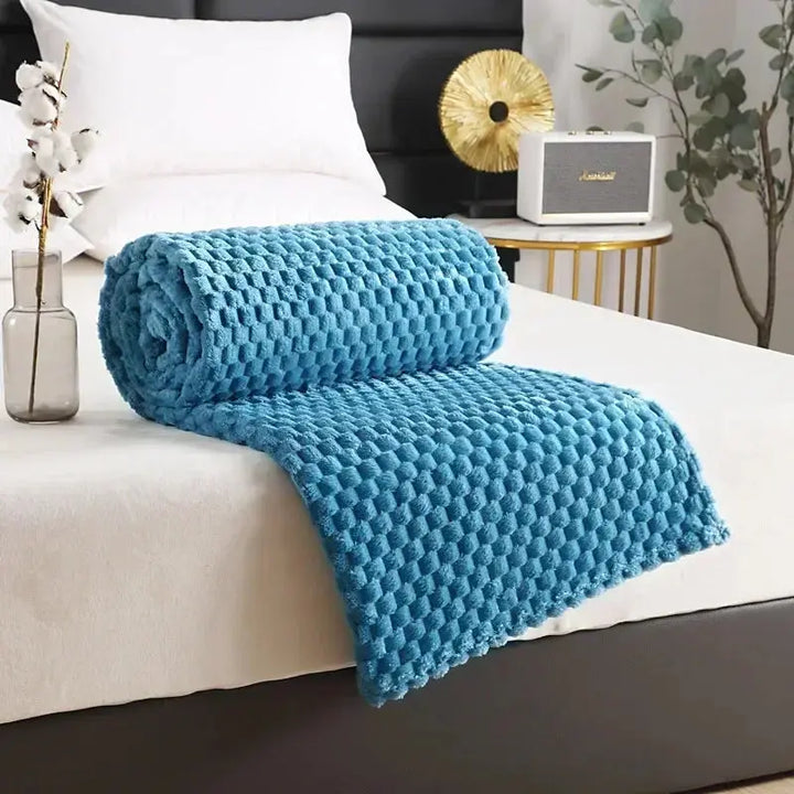 3D Cloud Jacquard Fleece Blanket in Silky Flannel | Soft Raised-Texture Warmth | Throw Blankets