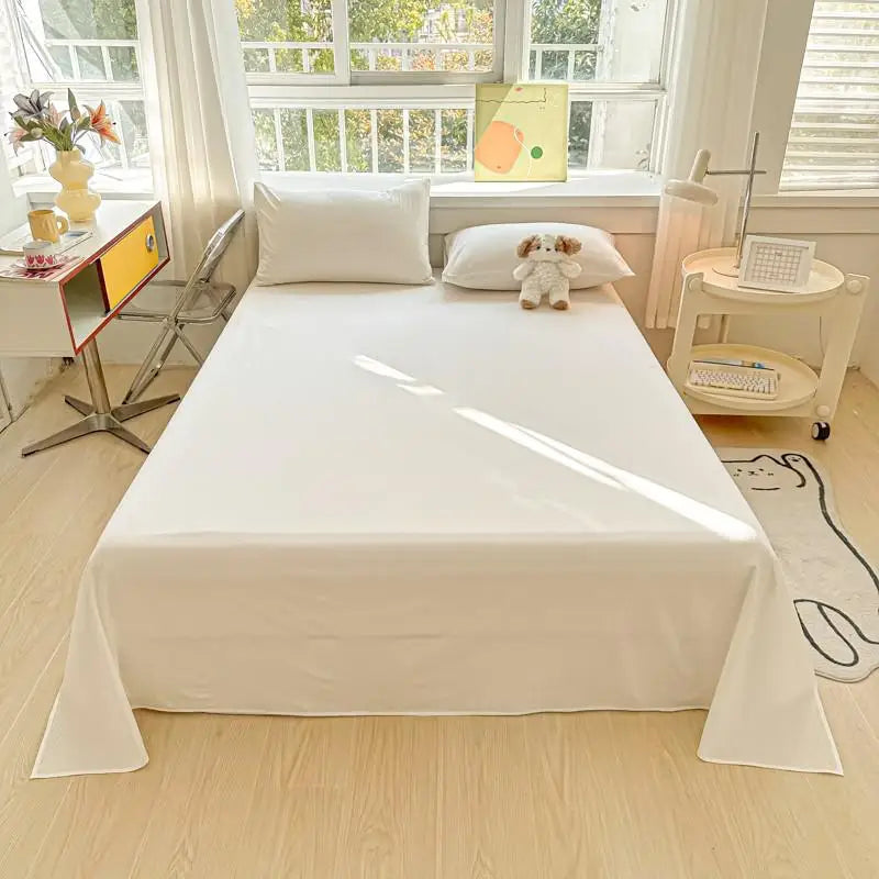 3-Piece Cotton Flat Sheet and Pillowcase Set in Soft Colours | Soft Cotton Layer for Your Bed | Bedding Sets