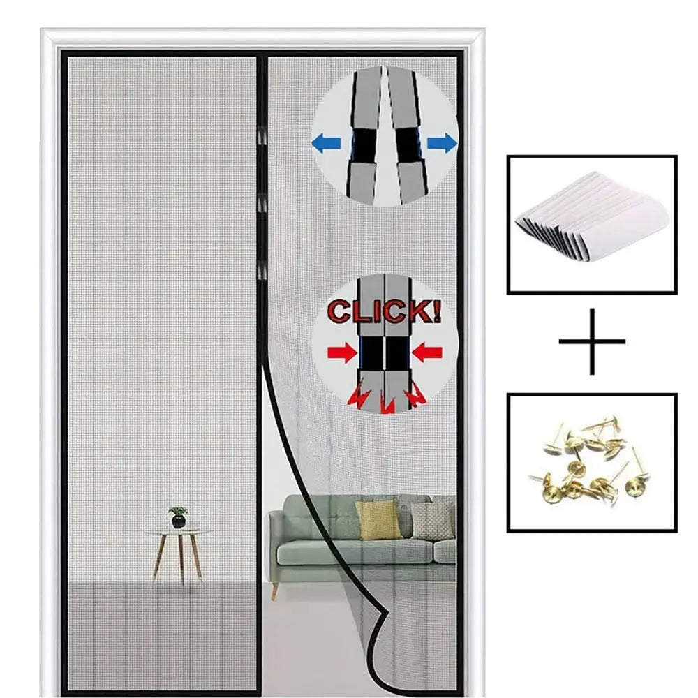 Magnetic Auto Close Mosquito Door Screen Curtain with Fiberglass Mesh | Fresh Air, No Flying Insects | Door Screens