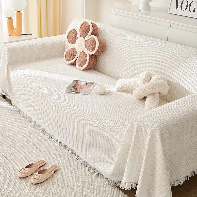 All-Season Cotton Yarn Sofa Cover Blanket for Home and Camping | Natural Cotton Cover for Furniture and Outdoors | Sofa Covers