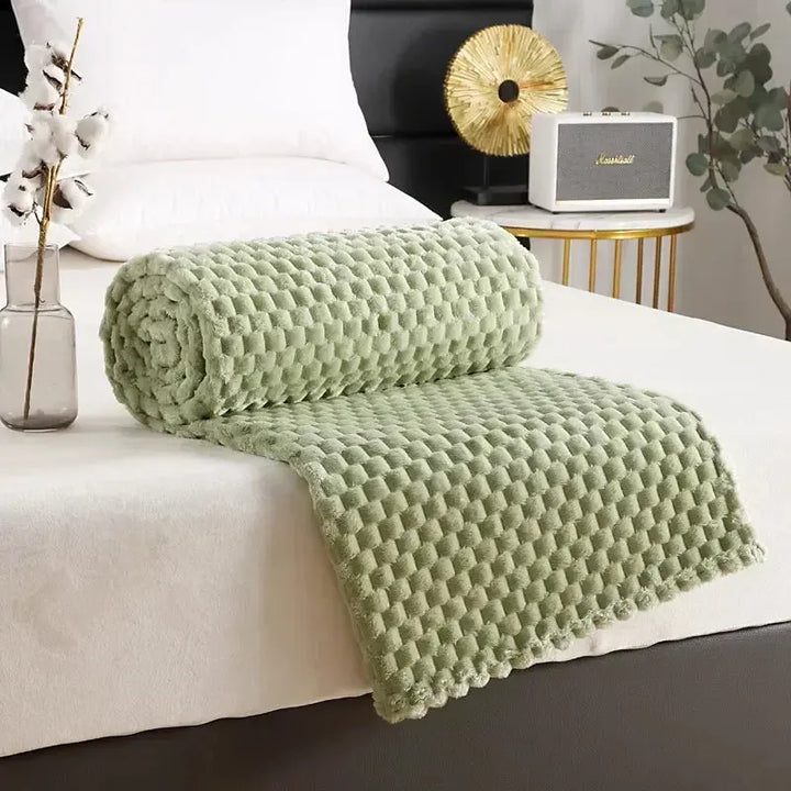 3D Cloud Jacquard Fleece Blanket in Silky Flannel | Soft Raised-Texture Warmth | Throw Blankets