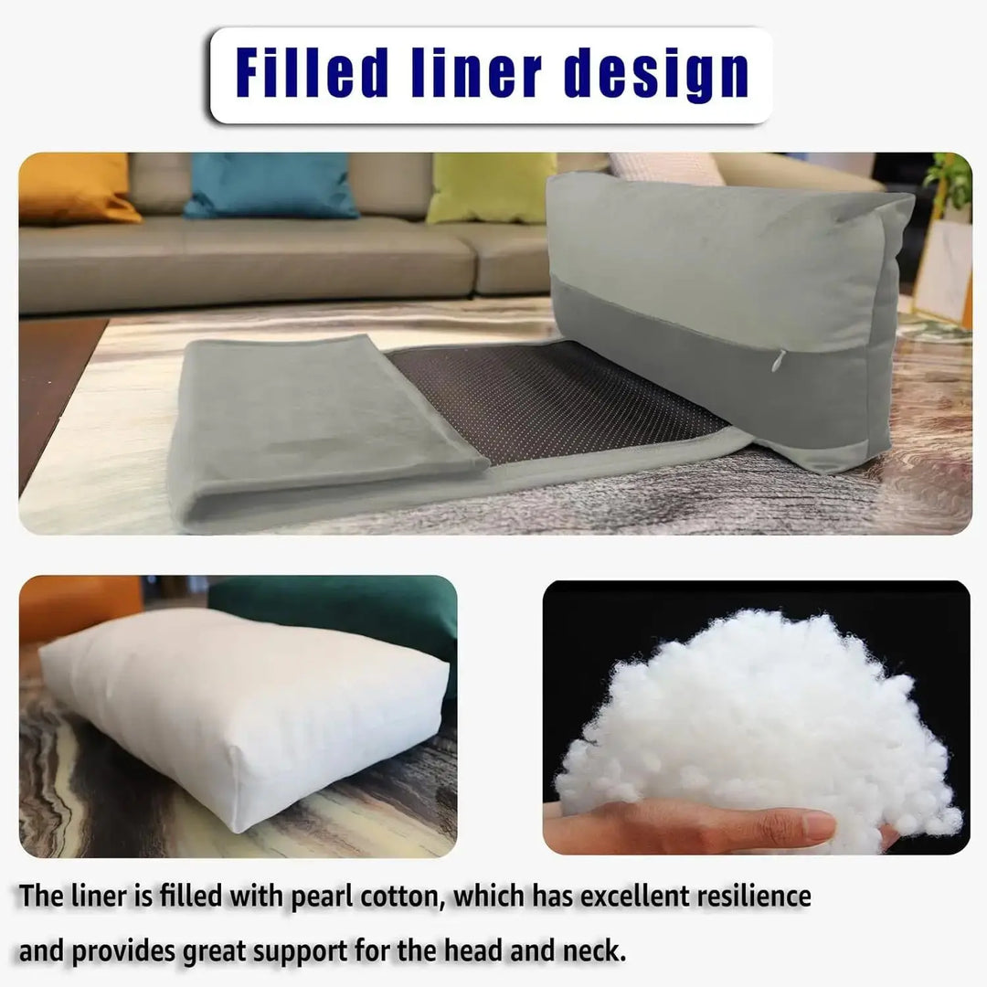Velvet Headrest Pillow with Non-Slip Base for Recliners and Car Seats, 60x40cm | Head Cushion That Stays Put | Headrest Pillows