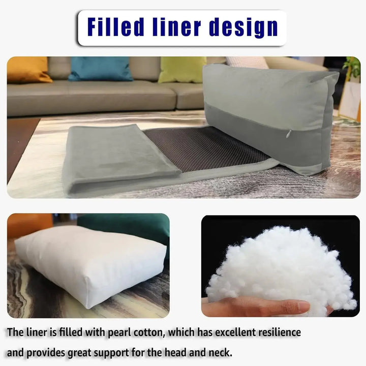 Velvet Headrest Pillow with Non-Slip Base for Recliners and Car Seats, 60x40cm | Head Cushion That Stays Put | Headrest Pillows