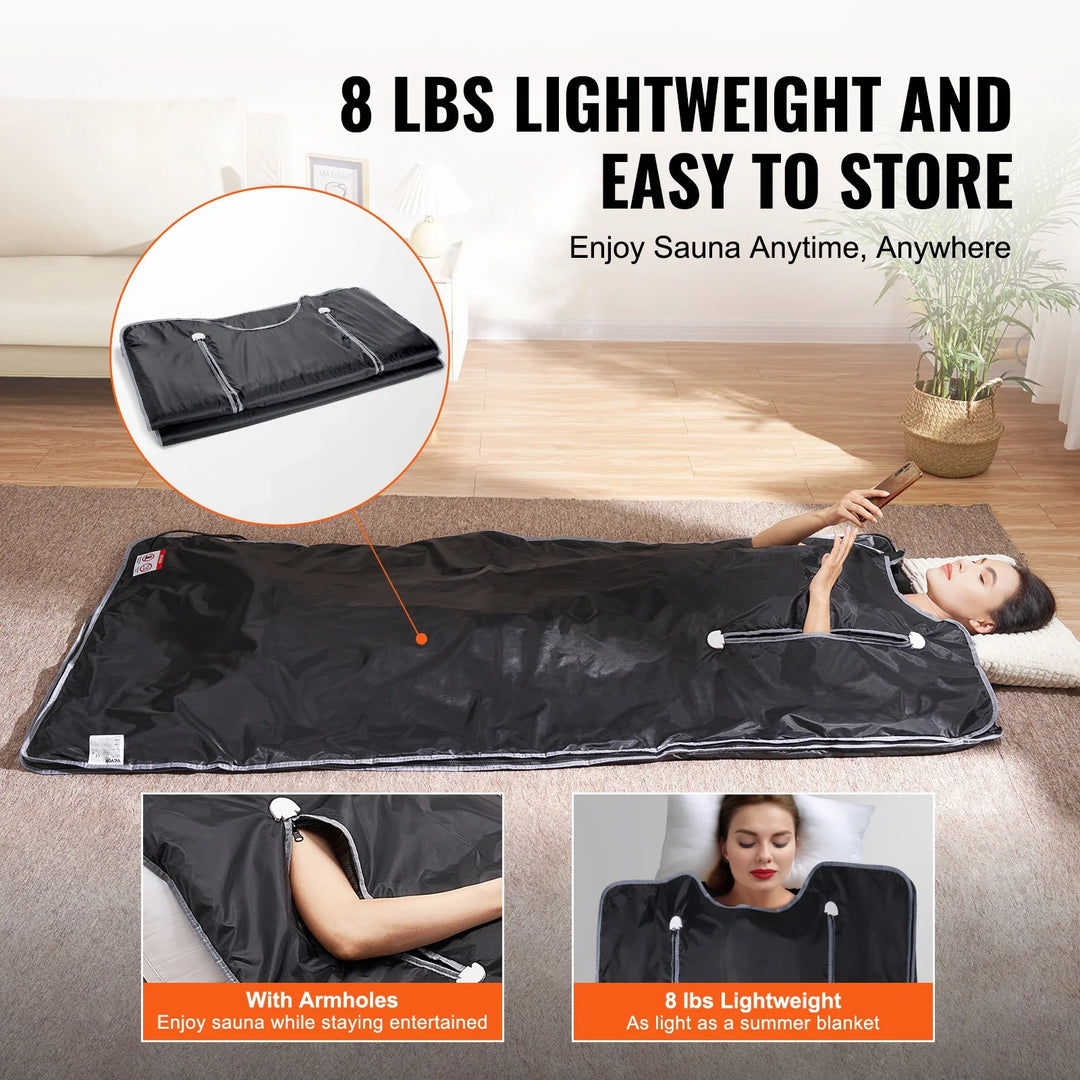 Foldable Infrared Sauna Blanket with Armholes, Timer and Carry Bag | Spa-Style Heat at Home | Sauna Blankets