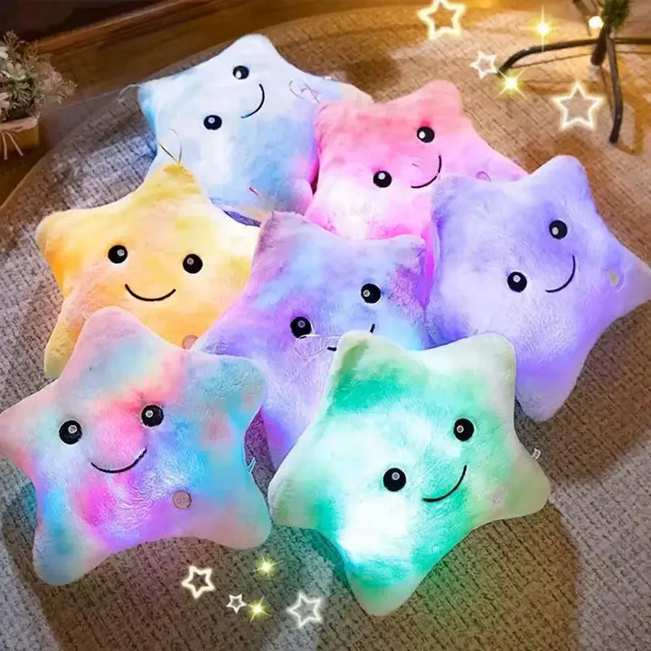 Twinkle Star LED Plush Pillow with Soft Glow, 9 Inch | Glowing Star Cushion for Cosy Rooms | Plush Pillows